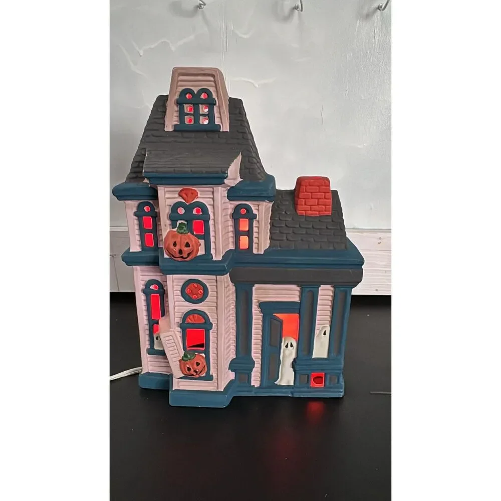 Pacific Rim Electric Ghost House Halloween Ceramic Vintage WORKS